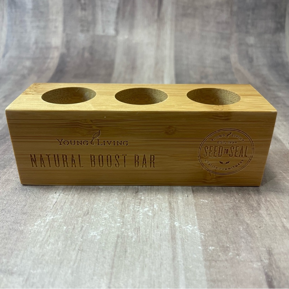 Essential Oil Holder Young Living Natural Boost Bar Bamboo Holds 3 Oil Bottles